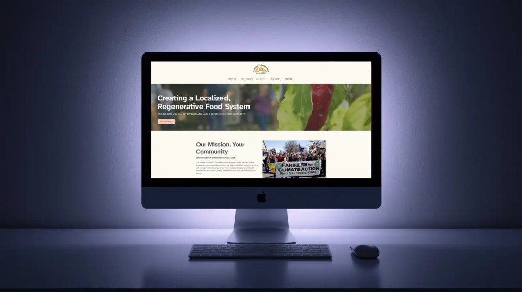 An image showing a mockup of a computer displaying the new Illinois Stewardship Alliance website